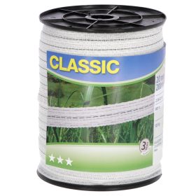 Classic Corral szalag, 200m, 20mm, 4x0,2+2x0,3ssw, fehér