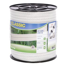 Classic Corral szalag, 200m,40mm 9x0,20+4x0,3SSW, fehér
